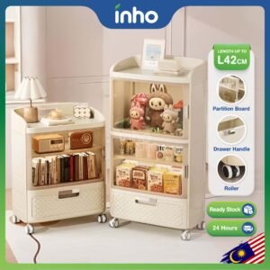 INHO L32/42cm Bedside Storage Cabinet Drawer Organizer Trolley With Rollers