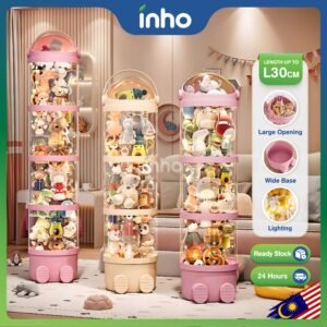 INHO L28/30cm Large Capacity Zipper Doll Storage Bin With Roller