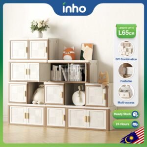 INHO L32/65cm Single Double Door Foldable Storage Box Free Combination Stackable Storage Cabinet