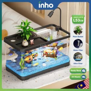 INHO 360° Panoramic 4K HD Aquarium Desktop Eco Fish Tank With Lighting For Home Decoration