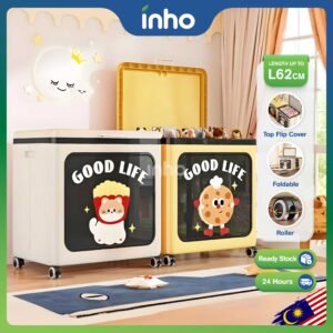 INHO L62cm Flip-Top Cover Foldable Storage Box With Roller